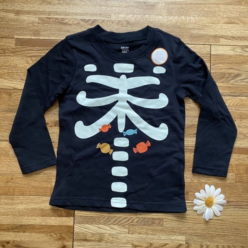 Glow In The Dark Halloween‎ Skelton Shirt size  2t
